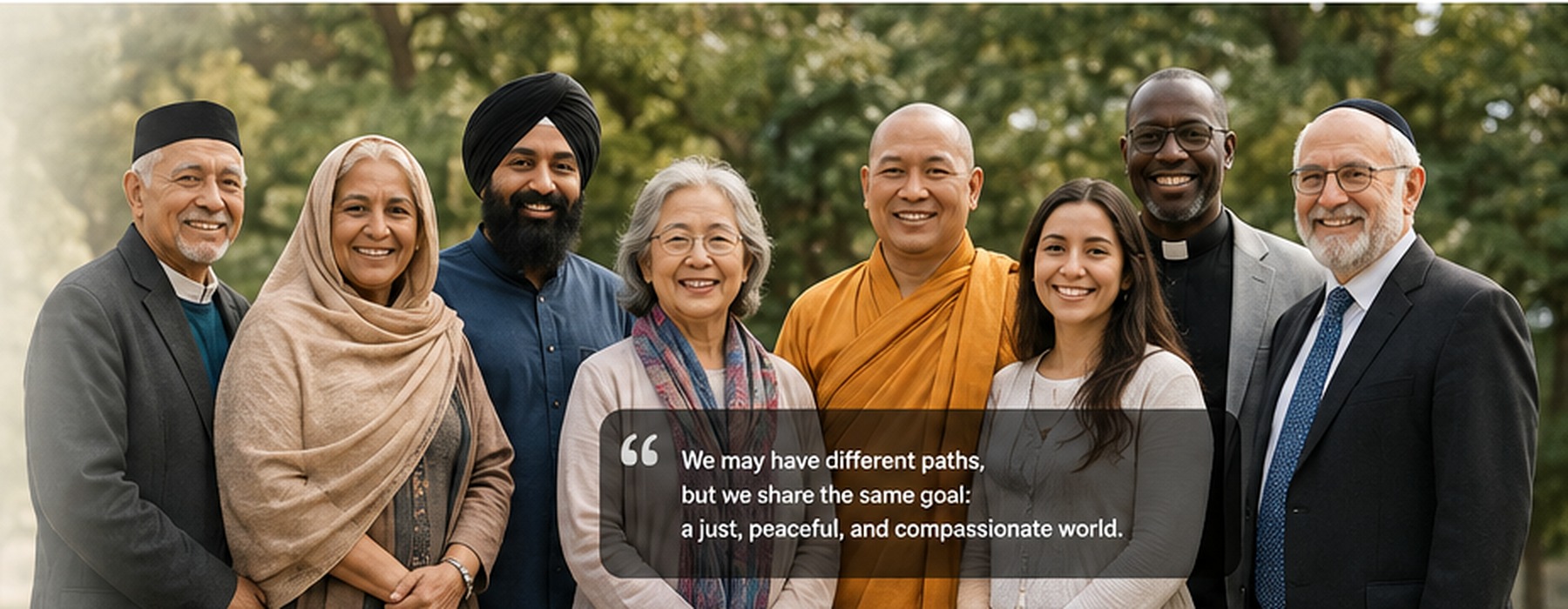 A diverse group of community faith and spiritual leaders standing together